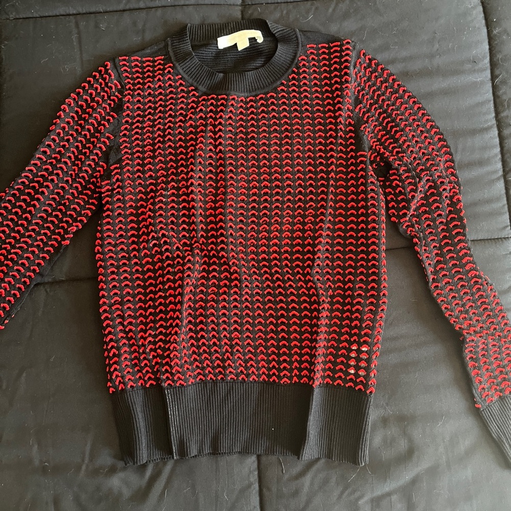 Jonathan Simkhai black and red knit sweater XS